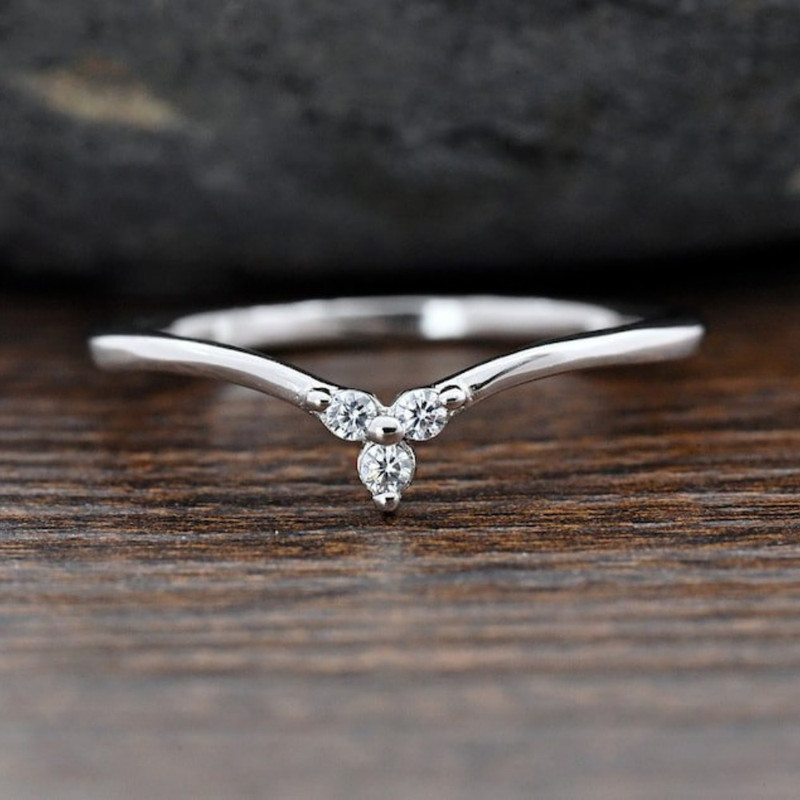 Eclet Jewels Silver 14K White Gold Over Ring - 1 Ct Round Brilliant Cut Diamond Ring - Simple Diamond Rings- Causal Daily Wear Ring For Women's - 3 Stone Rings for Women's - Promise Gifts for her
